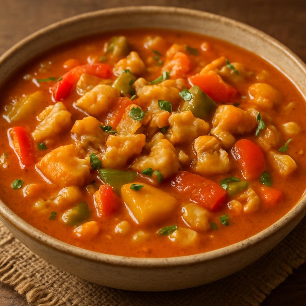 Entree: Bonaire, Sint Eustatius and Saba – Southern Culinary Region – Conch Stew (Hearty Caribbean stew of tender conch simmered with vegetables in a spiced tomato-coconut broth) recipe