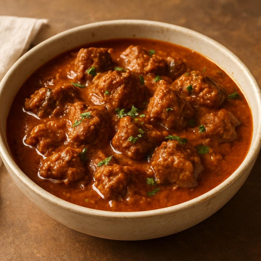 Entree: British Indian Ocean Territory – Southern Culinary Region – Lamb Rogan Josh (Rich slow-braised curried lamb in a fragrant yogurt and aromatic spice sauce) recipe