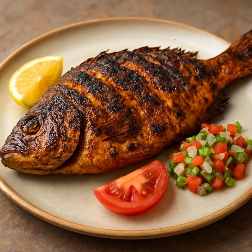 Entree: Djibouti – Southern Culinary Region – Djiboutian Grilled Fish (Whole fish marinated with regional spices and char-grilled for a smoky, citrusy entree) recipe
