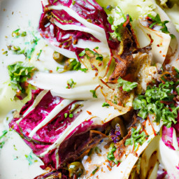 Salad: United States – Charred Radicchio and Fennel Salad with Grape-Pistachio Garnish recipe