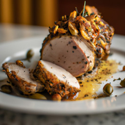 Entrée: United States – Roasted Pork Tenderloin with Herb-Garlic Pan Sauce recipe