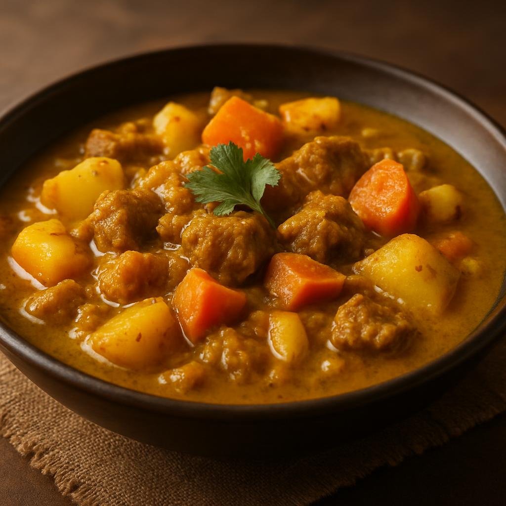 Entree: Ethiopia – Central Culinary Region – አሊቻ ወጥ ➤ Alicha Wat (Mild Ethiopian stew of meat and vegetables simmered in spiced butter and turmeric) recipe