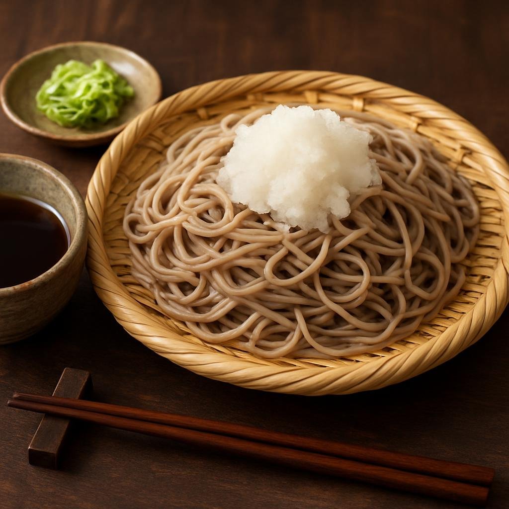 Entree: Japan – Hokuriku – 越前おろし蕎麦 ➤ Echizen Oroshi Soba (Cold buckwheat noodles topped with coarsely grated daikon and served with a savory dashi-soy dipping sauce) recipe