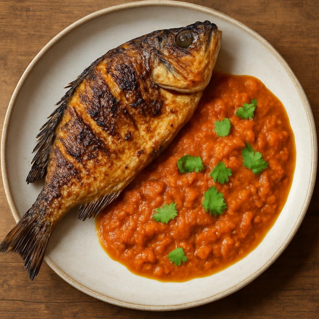 Entree: Tanzania – Tanzanian Highlands – Samaki wa Kupaka (Grilled or pan-fried fish served with a spiced coconut-tomato sauce) recipe