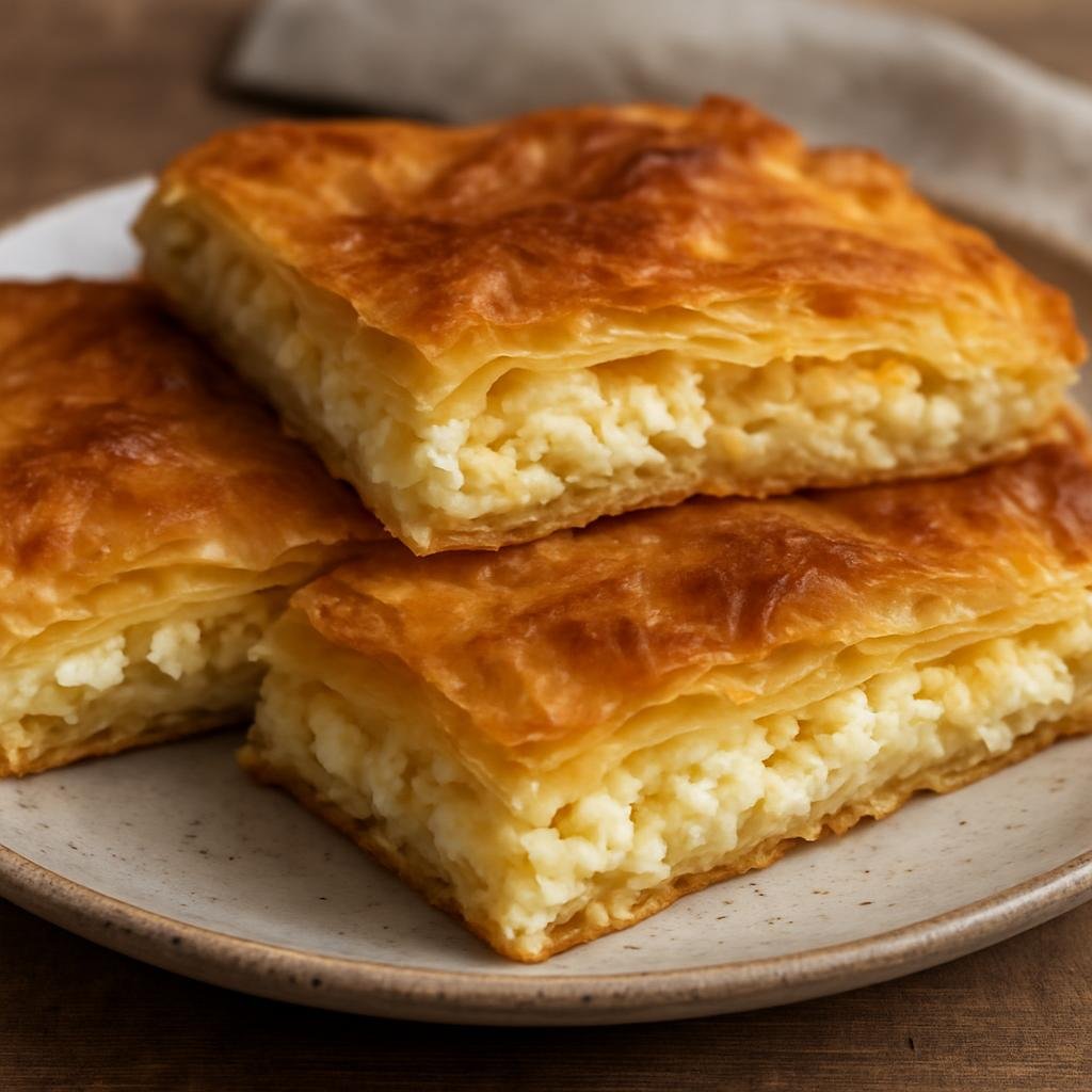 Entree: Bosnia and Herzegovina – Southern Culinary Region – Pita sa sirom (Layered Balkan phyllo pastry filled with savory white cheese) recipe