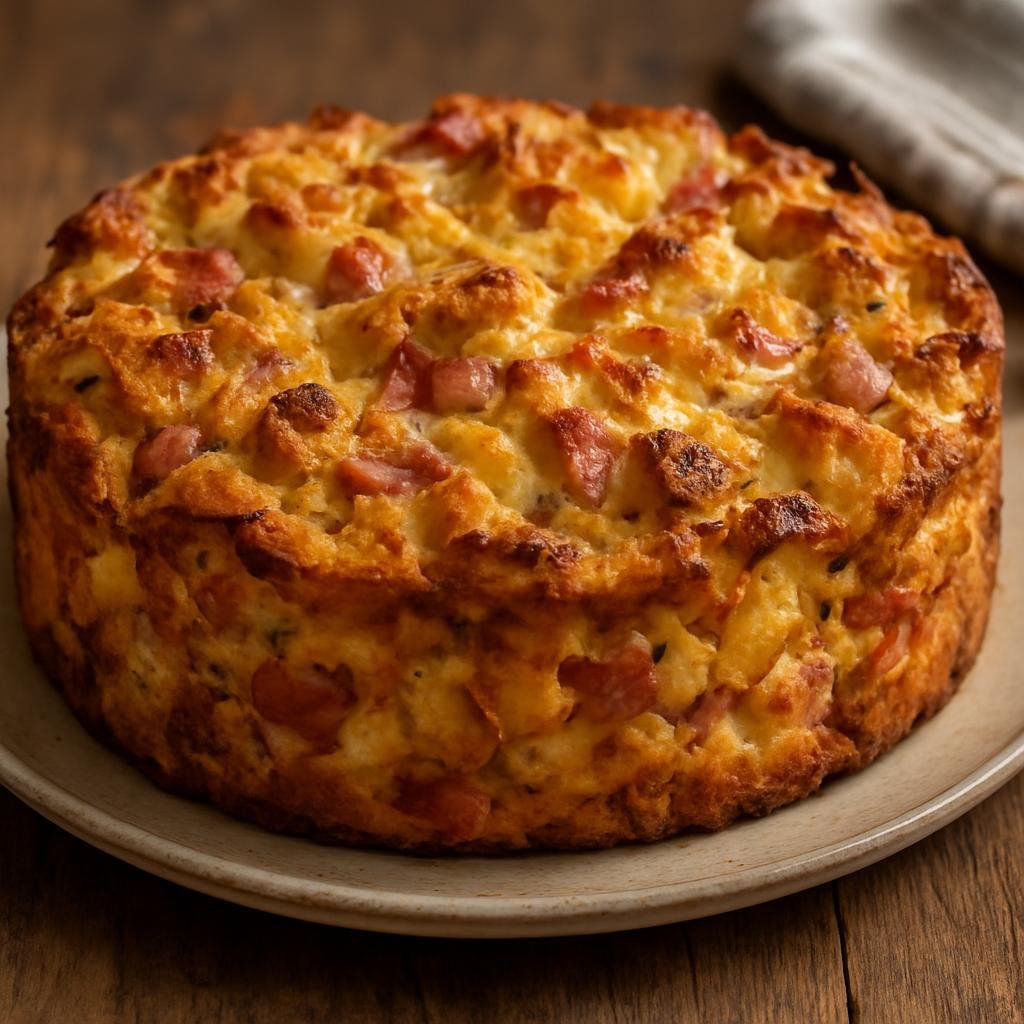 Entree: Switzerland – Italian Swiss / Ticino – Torta di Pane (Savory Ticinese bread cake made from stale bread mixed with eggs, milk, cheese, and cured pork then baked until set) recipe