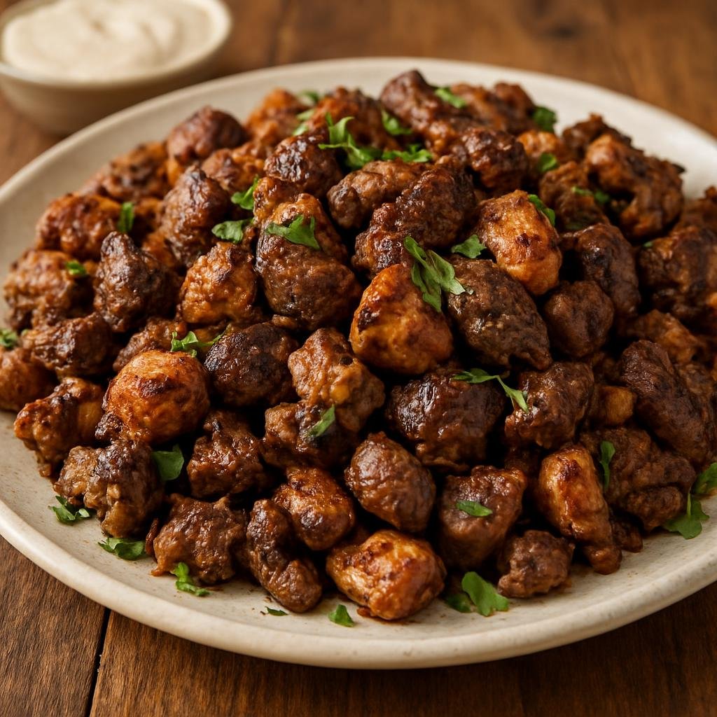 Entree: Israel – Mediterranean Israeli – מעורב ירושלמי ➤ Me'orav Yerushalmi (Jerusalem mixed grill of spiced chopped meats and offal cooked on a flat grill) recipe