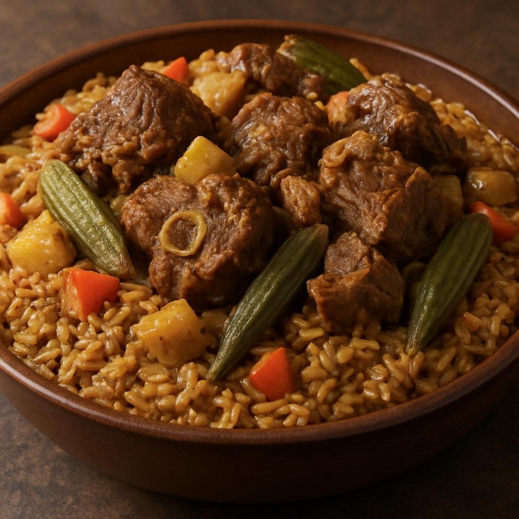 Entree: Saudi Arabia – Najd – مثلوثة ➤ Mathlūtha (Najdi one-pot rice and lamb stew with vegetables and warm spices) recipe