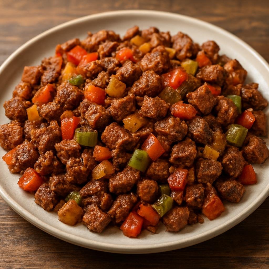 Entree: Djibouti – Southern Culinary Region – Suqaar (Pan-fried diced seasoned meat sautéed with vegetables) recipe