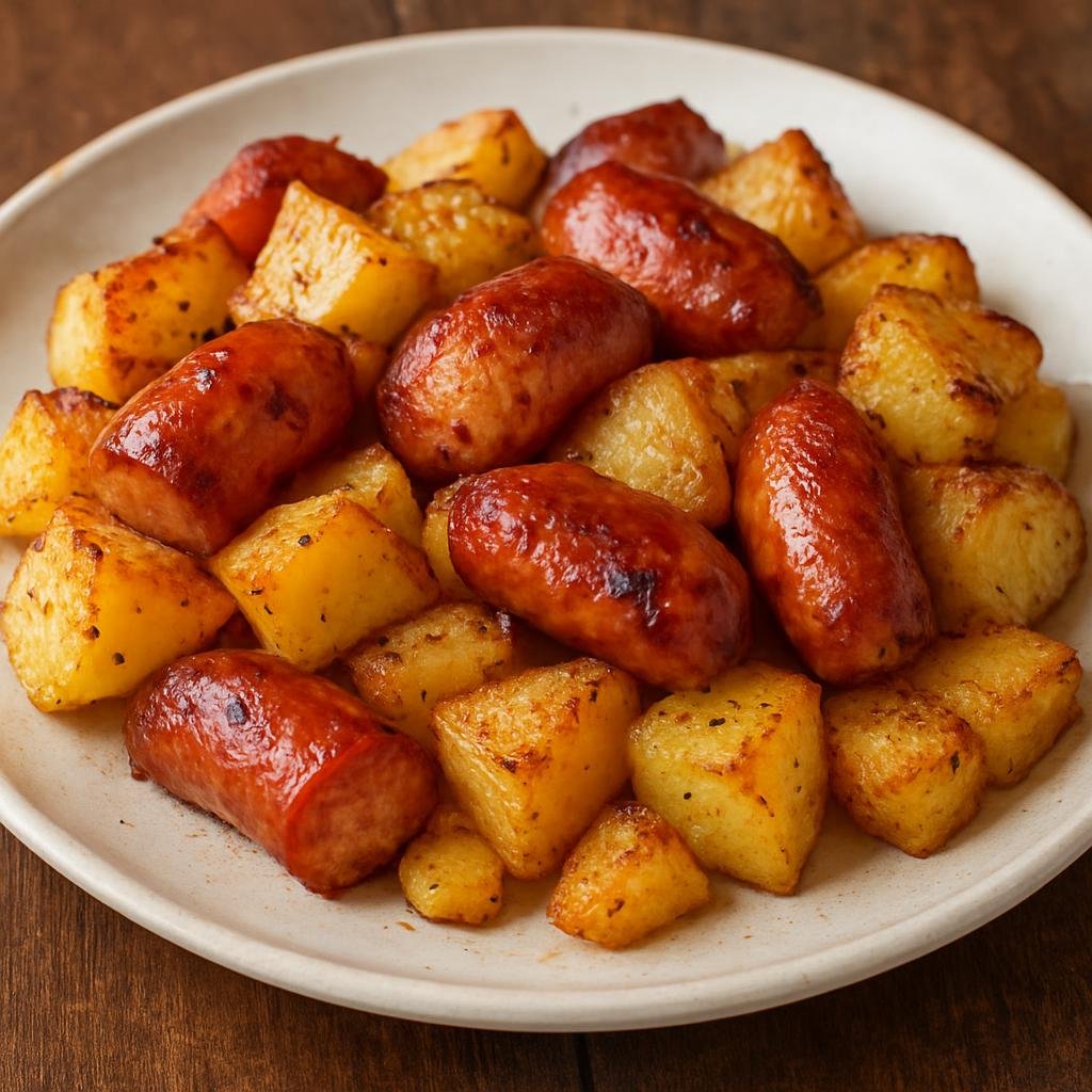 Entree: Finland – Lapland – Makkaraperunat (Pan-fried sausages and potatoes cooked until golden and savory) recipe
