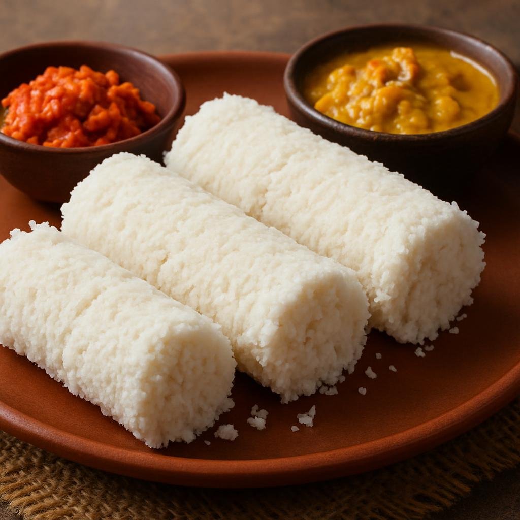 Entree: Sri Lanka – Southern Coast – පිට්ටු ➤ Pittu (Steamed layered cylinders of rice flour and grated coconut traditionally served with spicy relishes or curries) recipe