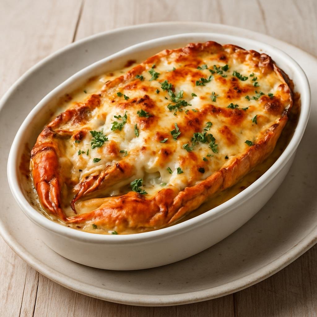 Entree: Australia – Queensland Coast – Moreton Bay Bug Mornay (creamy baked shellfish with cheese) recipe