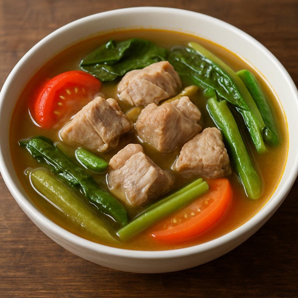 Entree: Philippines – Luzon – Sinigang (Tamarind-based sour Filipino soup or stew, typically made with pork and assorted vegetables) recipe