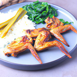 Entrée: United States – Grilled Chicken Wings with Spinach Pilaf recipe