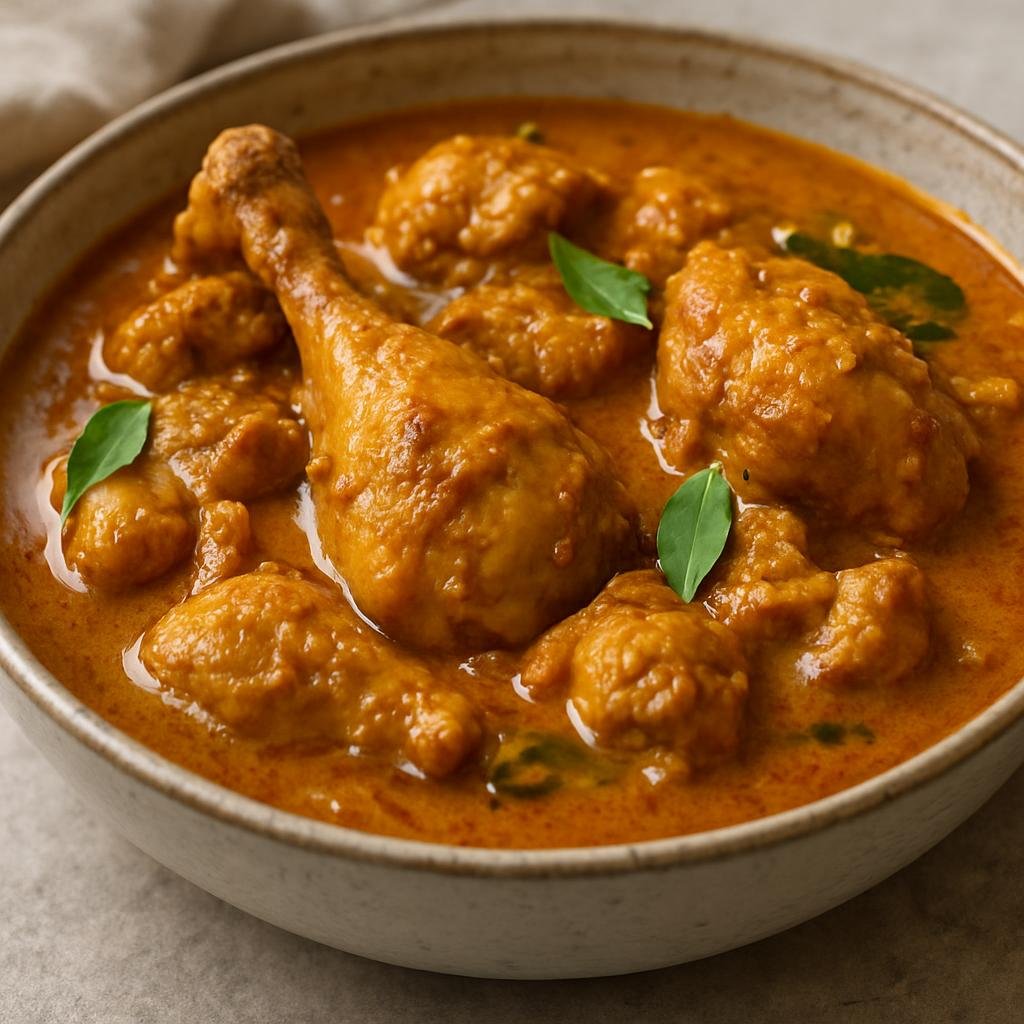 Entree: Sri Lanka – Sri Lankan Muslim Cuisine – Muslim Style Chicken Curry (Sri Lankan Muslim community–style chicken curry simmered in coconut milk and aromatic spices) recipe