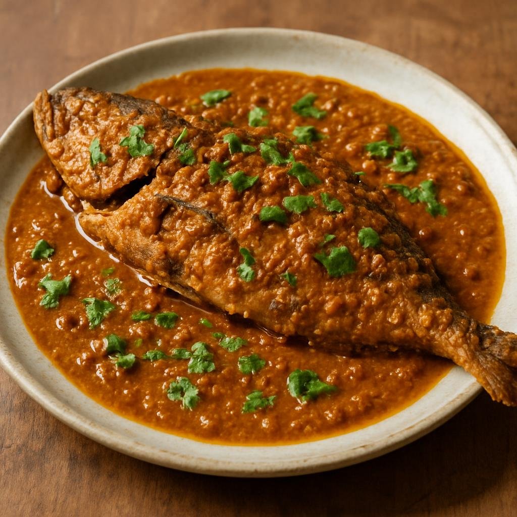 Entree: Kenya – Western Kenya – Samaki wa Kupaka (Fish cooked and finished in a rich spiced coconut-peanut sauce) recipe