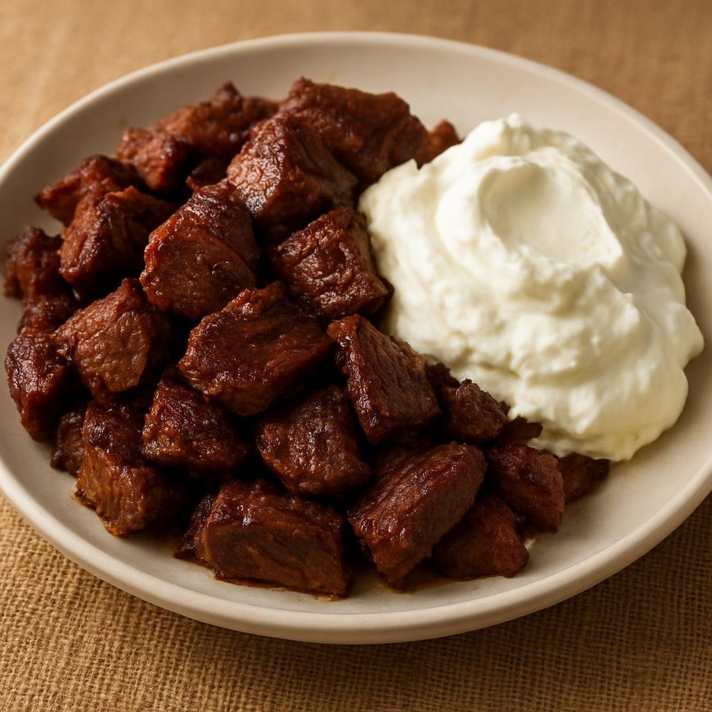 Entree: Brazil – Ceara – Carne de Sol com Nata (Sun‑dried salted beef pan‑fried and served with rich cow's‑milk nata (clotted cream) recipe