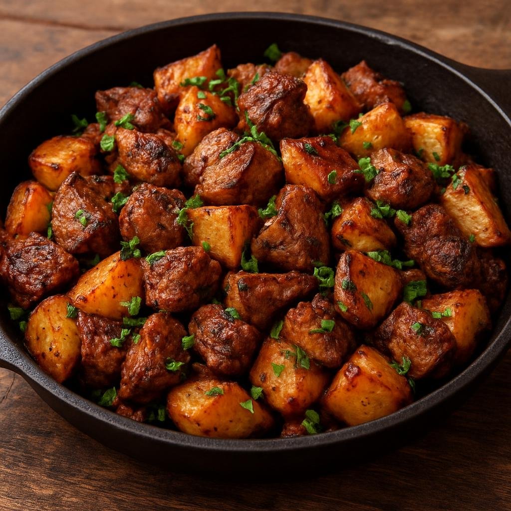 Entree: Georgia – Tbilisi & Eastern Georgia – ოჯახური ➤ Ojakhuri (Georgian homestyle pan-roasted meat and potatoes seasoned with traditional spices and herbs) recipe