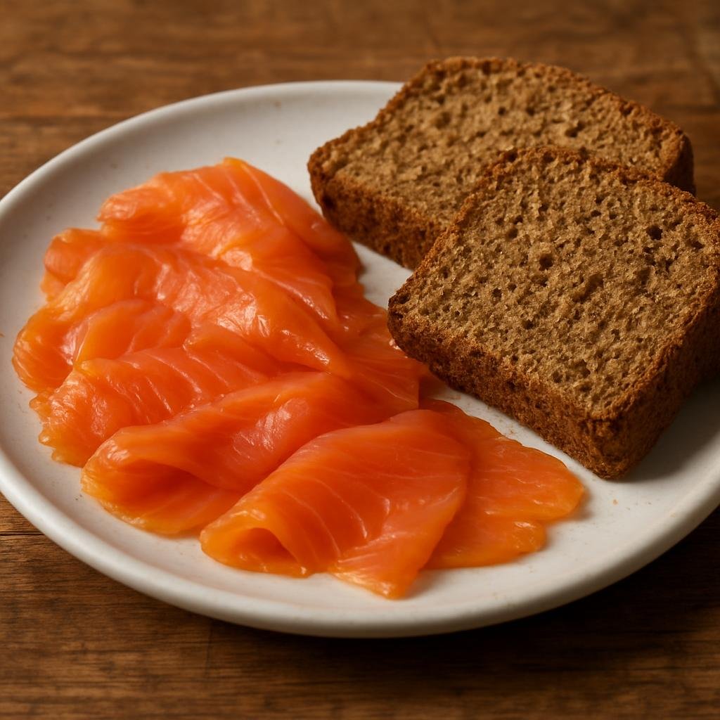 Entree: Ireland – West Ireland – Smoked Salmon with Brown Bread (thinly sliced smoked salmon and soda bread) recipe