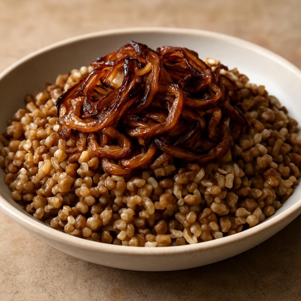 Entree: Israel – Negev – מג'דרה ➤ Mujaddara (Seasoned lentils and rice topped with deeply caramelized onions) recipe