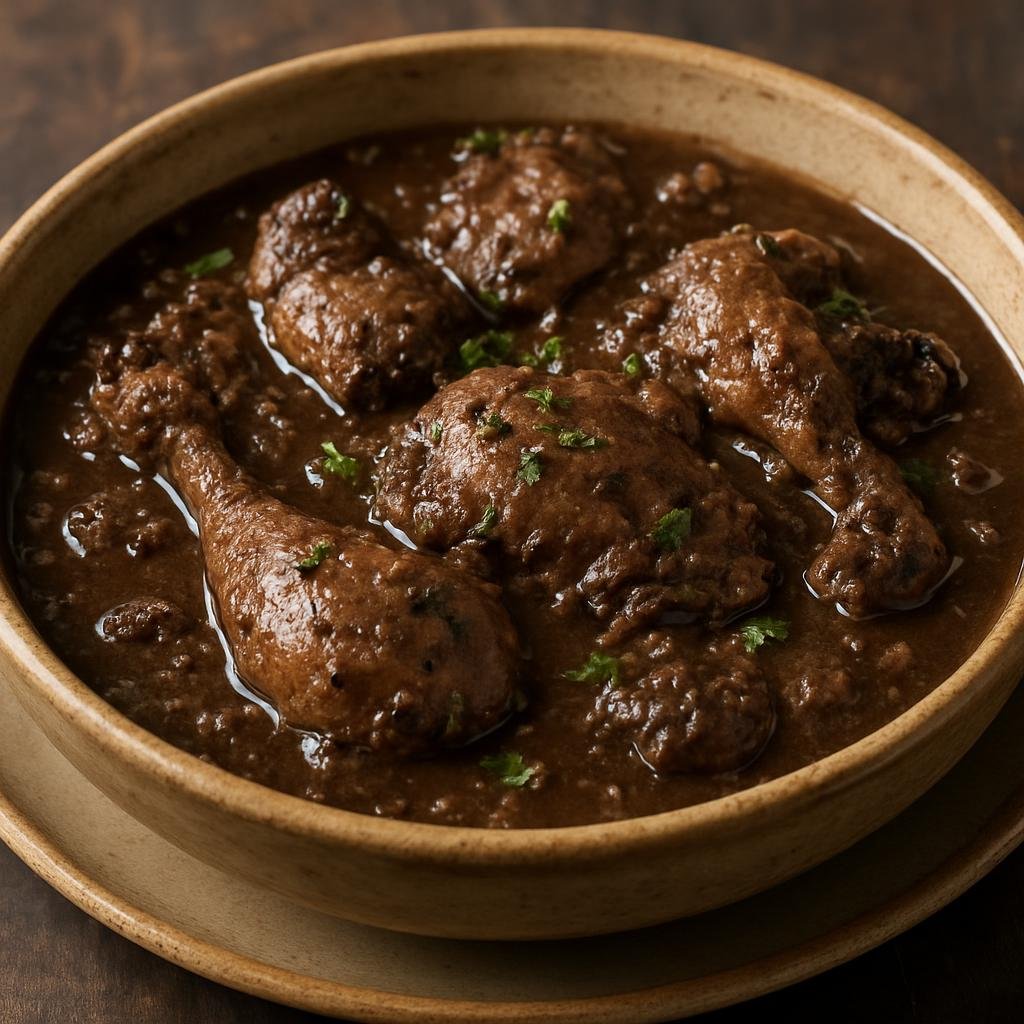 Entree: Brazil – Ceara – Galinha à Cabidela (Chicken stew cooked with its own blood and vinegar in a savory, tangy sauce) recipe