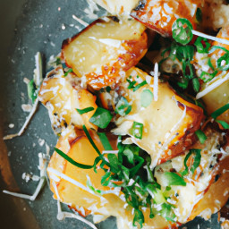 Side Dish: United States – Crispy Lemon-Parmesan Smashed Potatoes with Charred Scallions recipe