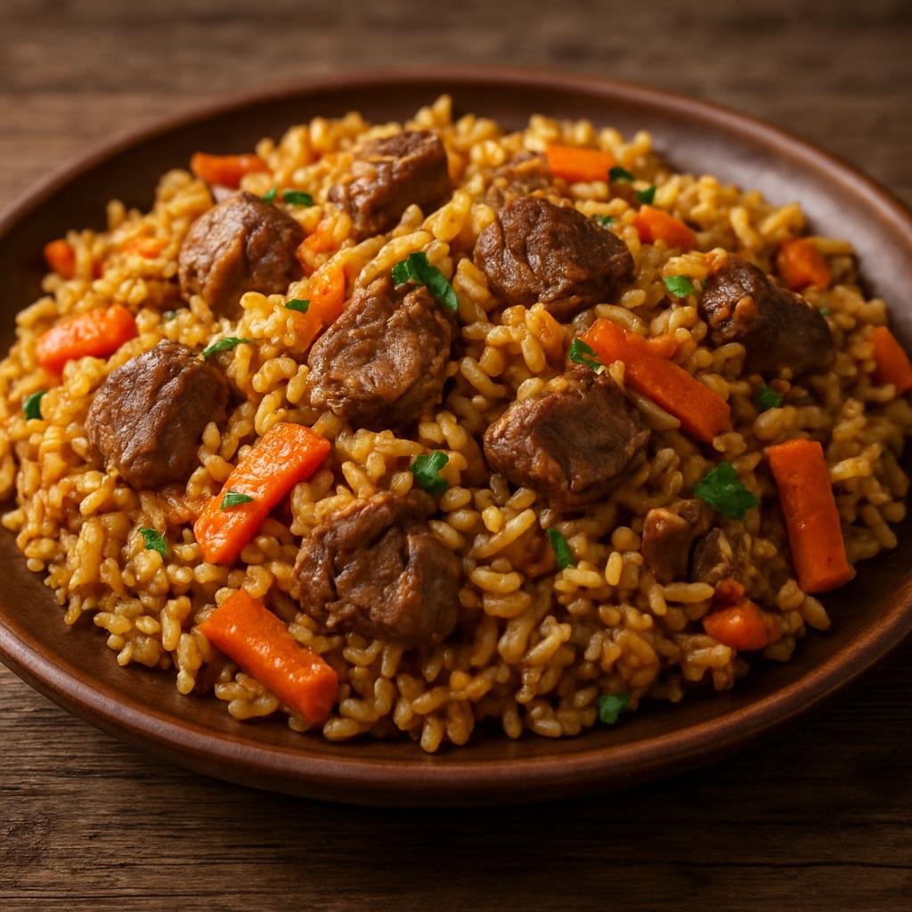 Entree: Russia – Cossack Cuisine – Плов ➤ Plov (Hearty rice pilaf cooked with lamb, carrots, onions, and warm spices) recipe