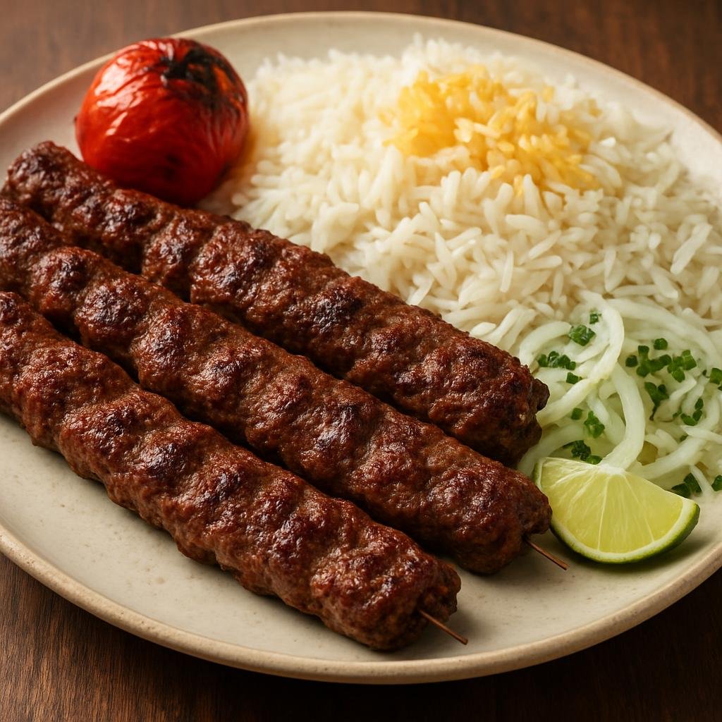 Entree: Iran – Khorasan – کباب خراسانی ➤ Kabab-e Khorasani (Skewered grilled marinated lamb kebabs typical of Iran's Khorasan region) recipe