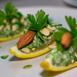 Appetizer: United States – Minted Pea Endive Boats with Lemon Zest and Toasted Almonds recipe