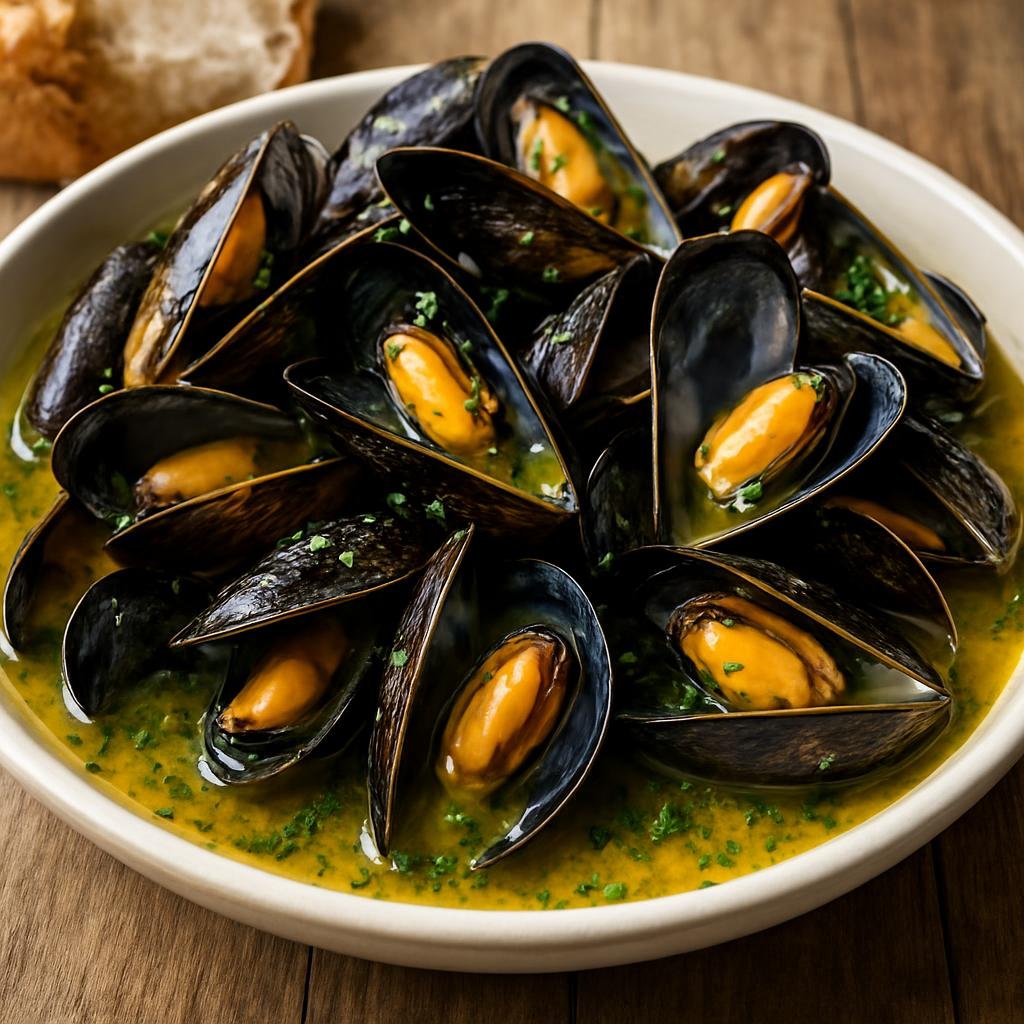 Entree: Netherlands – North Sea Coast – Zeeuwse Mosselen (Steamed Zeeland mussels served in a fragrant aromatic broth) recipe