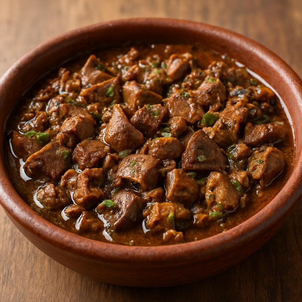Entree: Brazil – Ceara – Sarapatel (Spiced braised pork and offal stew cooked in vinegar and aromatics) recipe