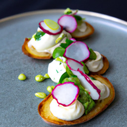 Appetizer: United States – Lemon-Mint Pea Ricotta Crostini recipe