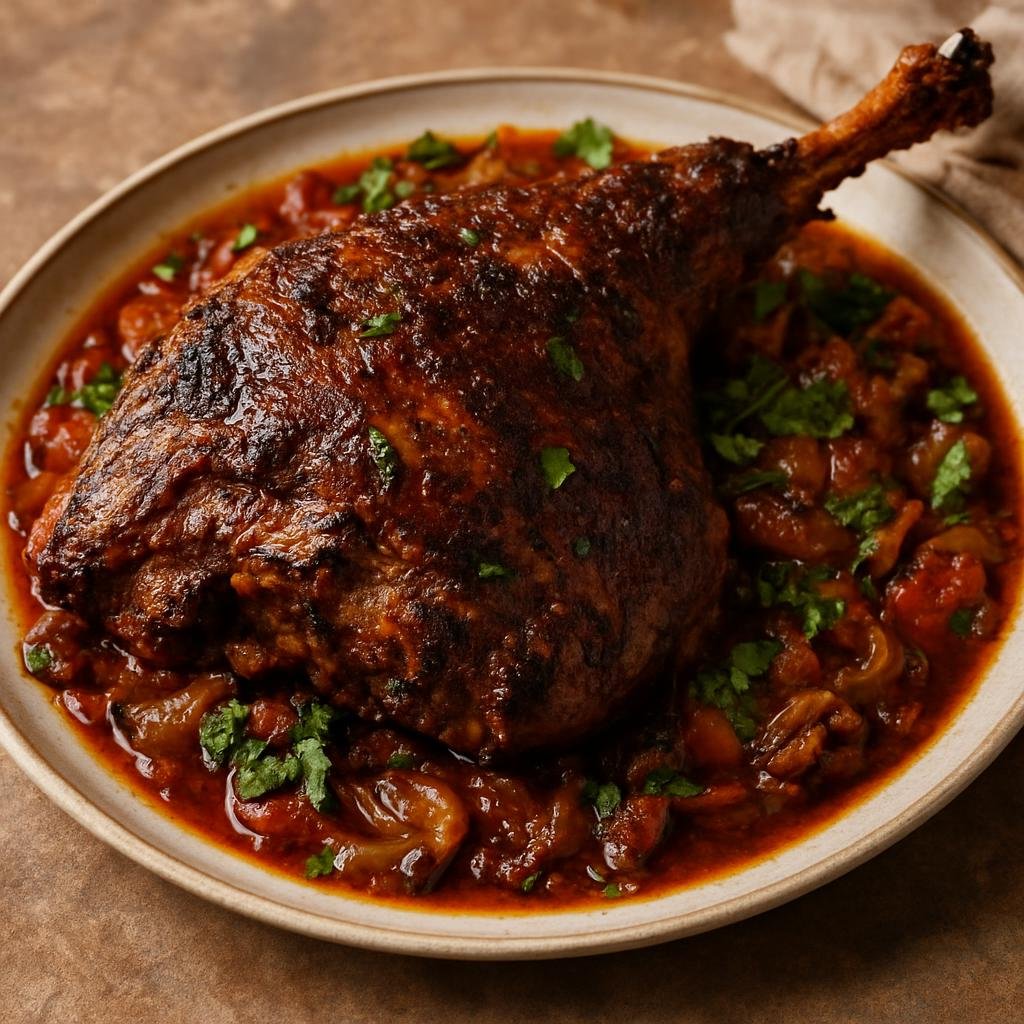 Entree: Pakistan – Khyber Pakhtunkhwa – پشاوَری لمب روسٹ ➤ Pashāwarī Lamb Roast (Slow-roasted spiced leg of lamb in the Peshawar regional style) recipe