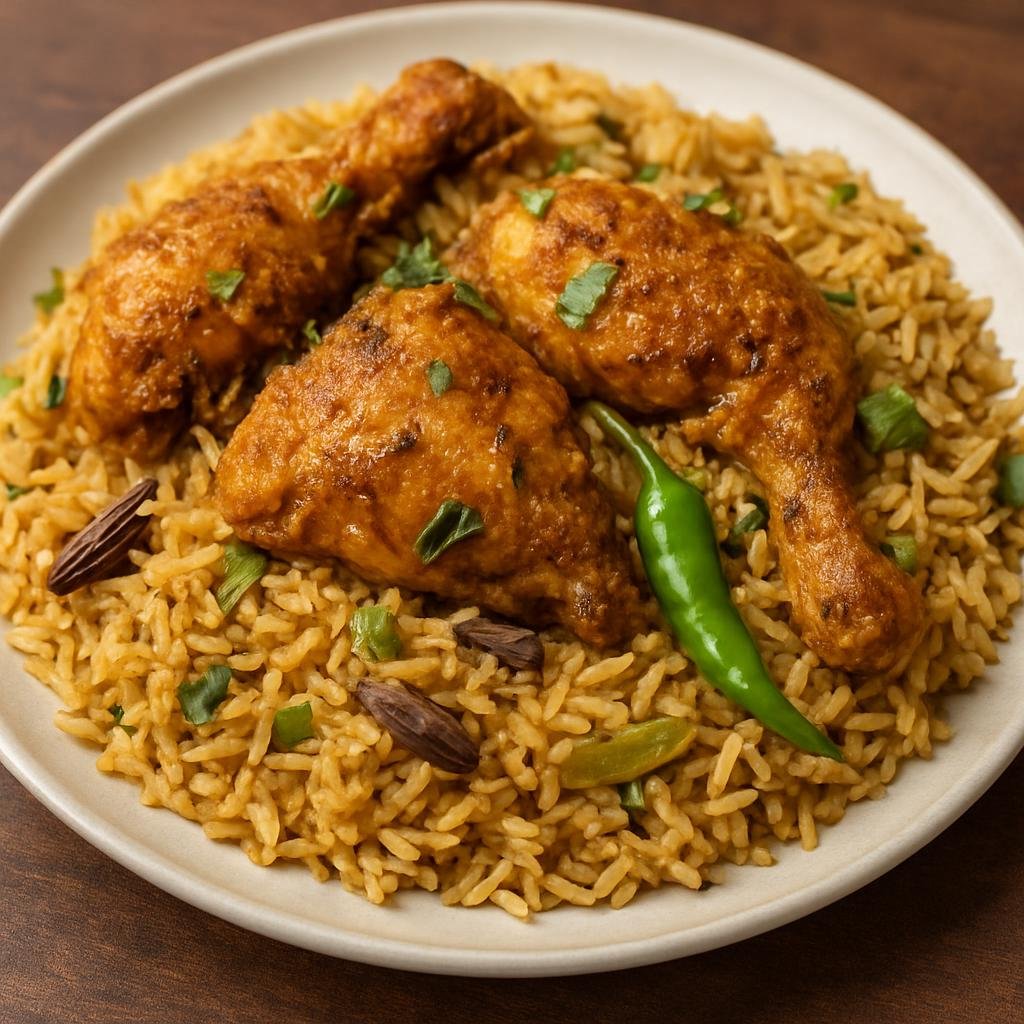 Entree: Bangladesh – Dhaka & Central Bangladesh – মরগ পোলাও ➤ Morog Polao (Fragrant spiced chicken cooked with aromatic basmati rice in a pilaf style) recipe