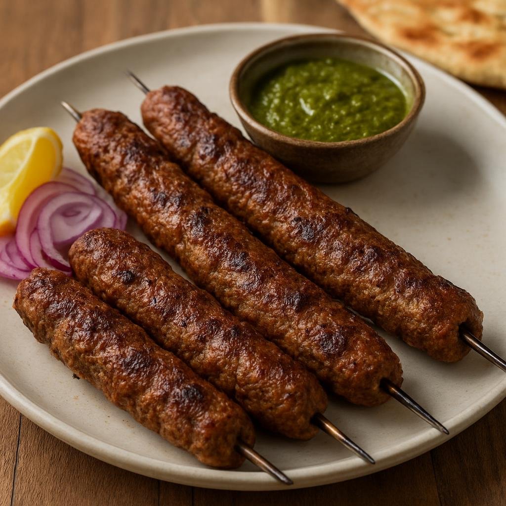 Entree: Pakistan – Khyber Pakhtunkhwa – سیخ کباب ➤ Sīkh Kabāb (Spiced minced meat molded onto skewers and grilled until charred and juicy) recipe