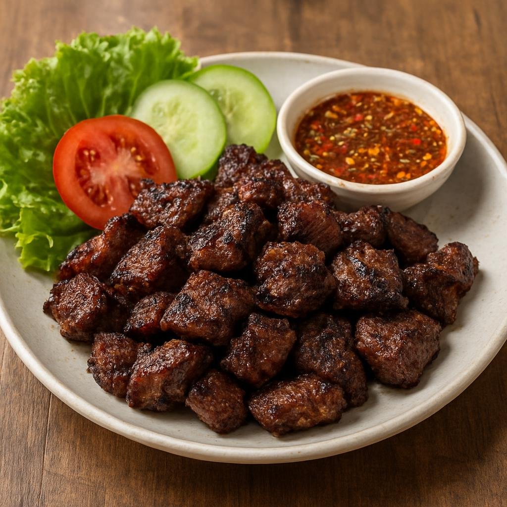 Entree: Cambodia – Phnom Penh – សាច់គោអាំង ➤ sach ko ang (Cambodian marinated and charcoal-grilled beef) recipe