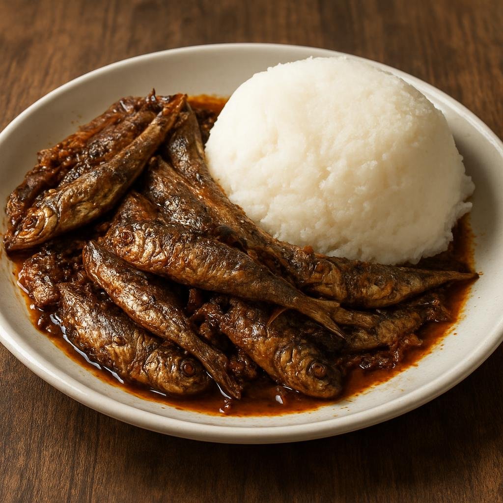 Entree: Kenya – Western Kenya – Omena (Small freshwater sardine-like fish typically fried or stewed and served as a hearty main with ugali) recipe