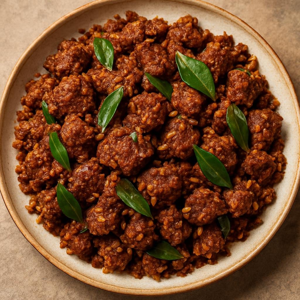 Entree: Sri Lanka – Sri Lankan Muslim Cuisine – Muslim Style Beef Fry (Spicy Sri Lankan Muslim-style stir-fried beef cooked with roasted curry spices, fennel, and curry leaves) recipe