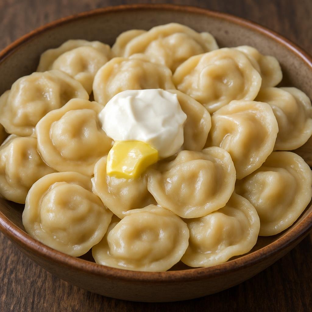 Entree: Russia – Eastern Siberia – Пельмени ➤ Pel'meni (Small meat-filled boiled dumplings from Siberia, typically served with sour cream or butter) recipe