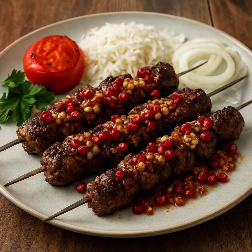 Entree: Iran – Kurdish Iran – کباب ترش ➤ Kabāb-e Torsh (Sour-marinated grilled lamb skewers with walnut and pomegranate) recipe