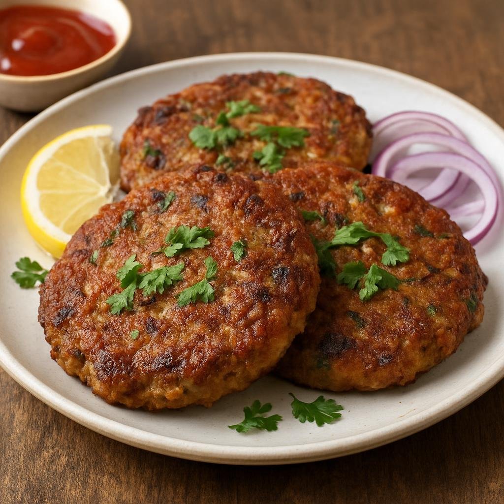 Entree: Afghanistan – Pashtun Eastern Afghanistan – چپلي کباب ➤ Chāplī Kabāb (Spiced flat pan-fried minced meat patties from Pashtun cuisine) recipe
