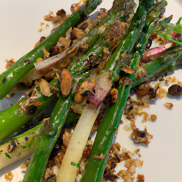 Side Dish: United States – Roasted Asparagus with Almond-Caper Crunch recipe