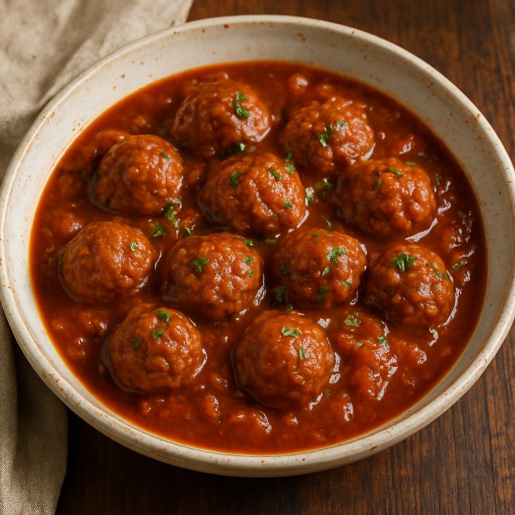 Entree: Canada – Montreal – Ragoût de Boulettes (Quebec-style meatball stew simmered in a rich brown-tomato gravy) recipe