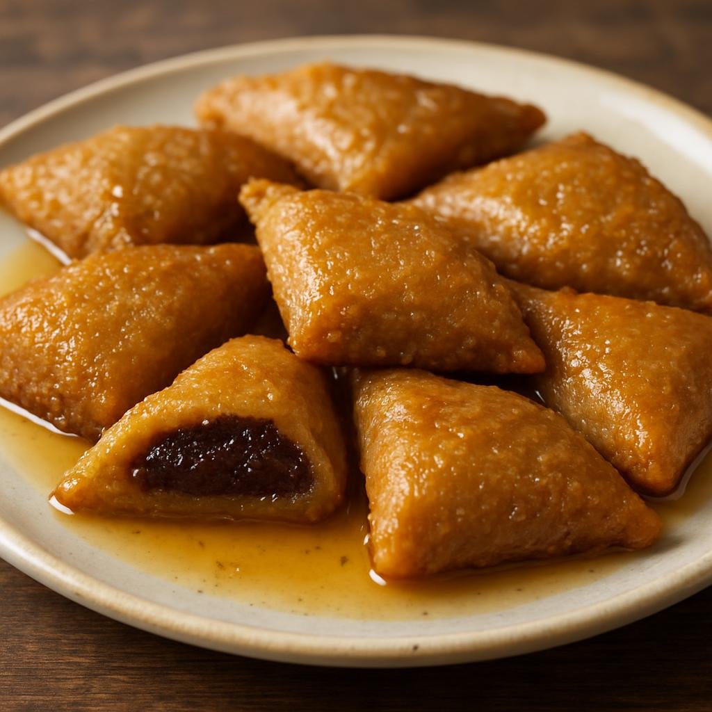 Entree: Morocco – Moroccan Jewish Cuisine – مقروض ➤ Maqrūdh (Diamond-shaped semolina pastries filled with date paste and soaked in fragrant honey syrup) recipe