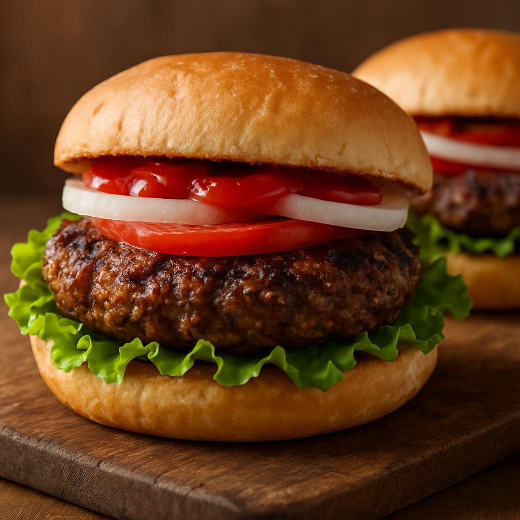 Entree: Canada – Montreal – Bison Burger (Grilled ground bison patties served on buns with Montreal-style seasoning and classic burger toppings) recipe