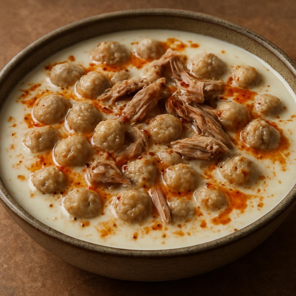 Entree: Turkey – Gaziantep – Yuvalama (Yogurt-thickened lamb and tiny bulgur meatball soup from Gaziantep) recipe