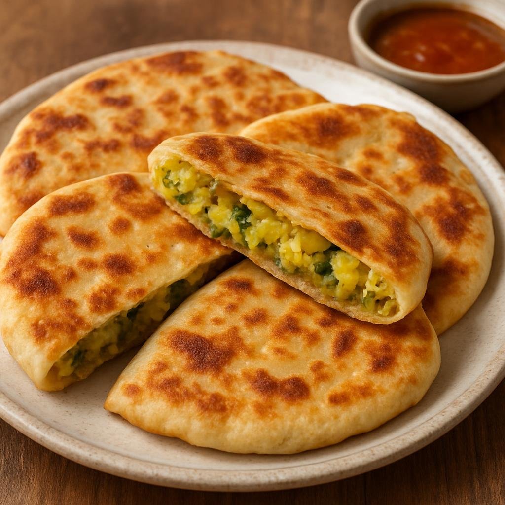 Entree: Afghanistan – Pashtun Eastern Afghanistan – بولانی ➤ Bolānī (Pan-fried stuffed flatbread filled with spiced potato and herbs) recipe