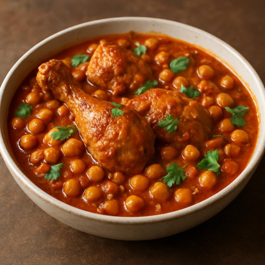 Entree: Pakistan – Lahore Street Food – مرغ چولے ➤ Murgh Cholay (Lahori-style braised chicken with spiced chickpeas in a rich tomato-onion gravy) recipe