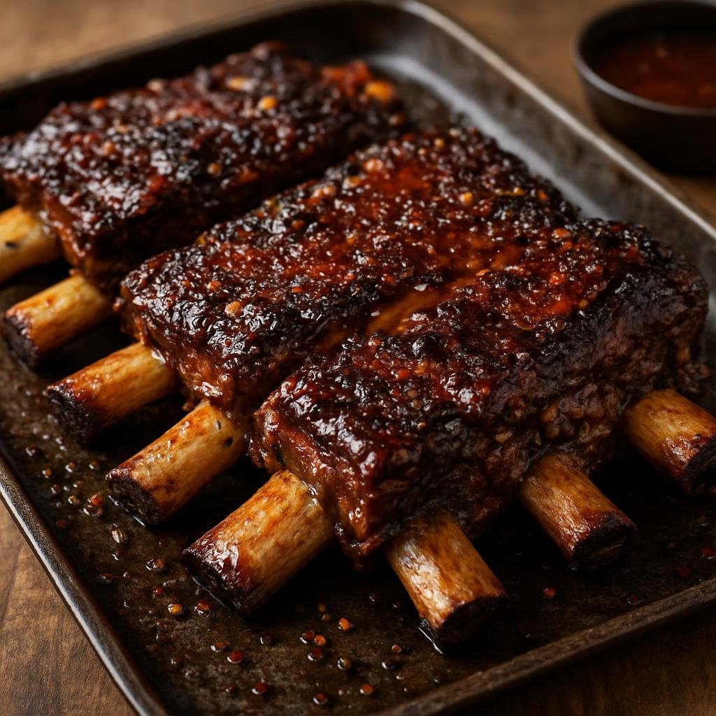 Entree: South Africa – South African Braai – Braai'd Beef Ribs (Charcoal-grilled beef ribs seasoned with South African braai spice and a sticky glaze) recipe
