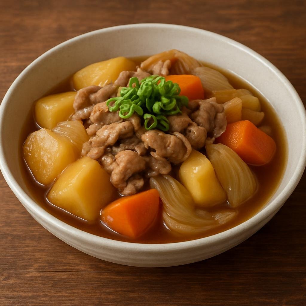 Entree: Japan – Kanto / Tokyo – 肉じゃが ➤ Nikujaga (Simmered meat and potatoes in a sweet-savory soy and mirin broth) recipe